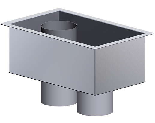 Roof Drainage Accessory Sump 650x430x390 200/150 SS316