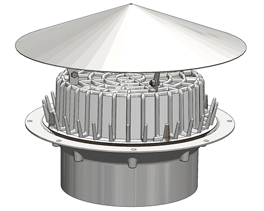 225mm Roof Drain Overflow with Hat Stainless Steel